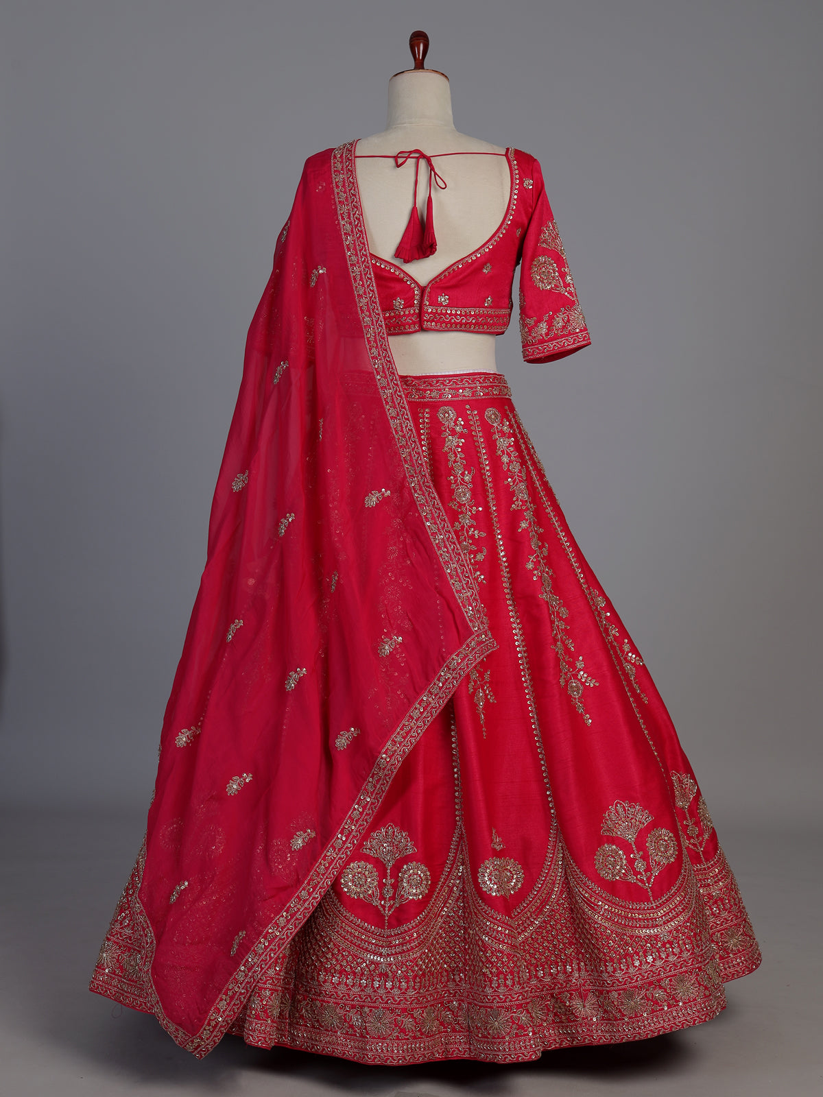 Rani pink raw silk designer lehenga choli