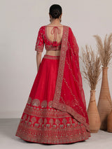 Rani pink raw silk festive lehenga choli