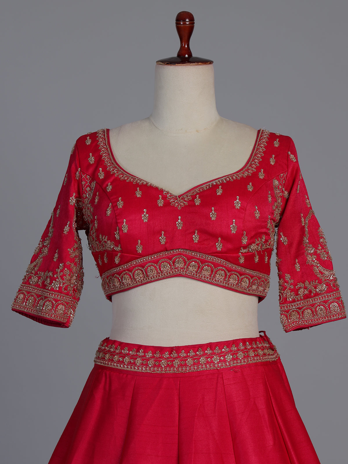 Rani pink raw silk festive lehenga choli