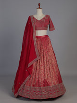 Rani pink silk bridal lehenga choli with dupatta