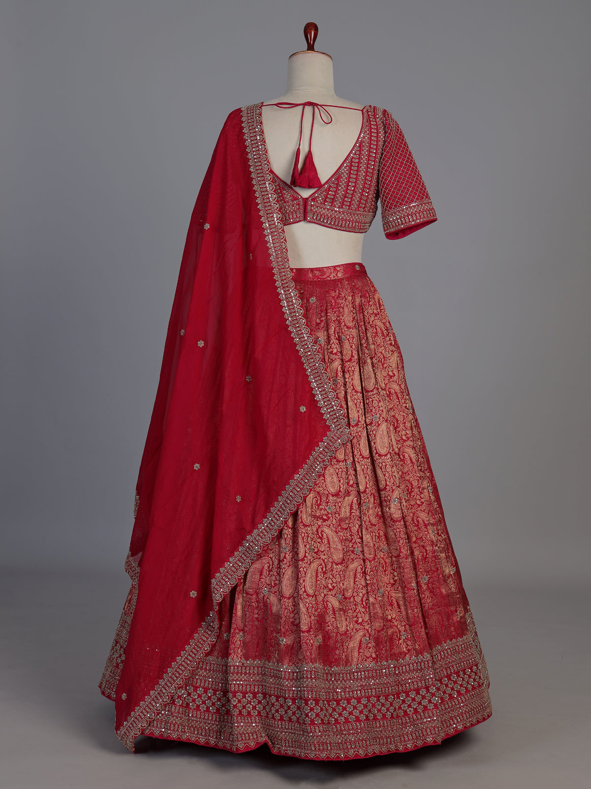 Rani pink silk bridal lehenga choli with dupatta