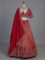 Rani pink silk bridal lehenga choli with dupatta