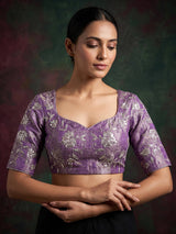 Lavender purple shaded silk unstitched designer lehenga choli with dupatta