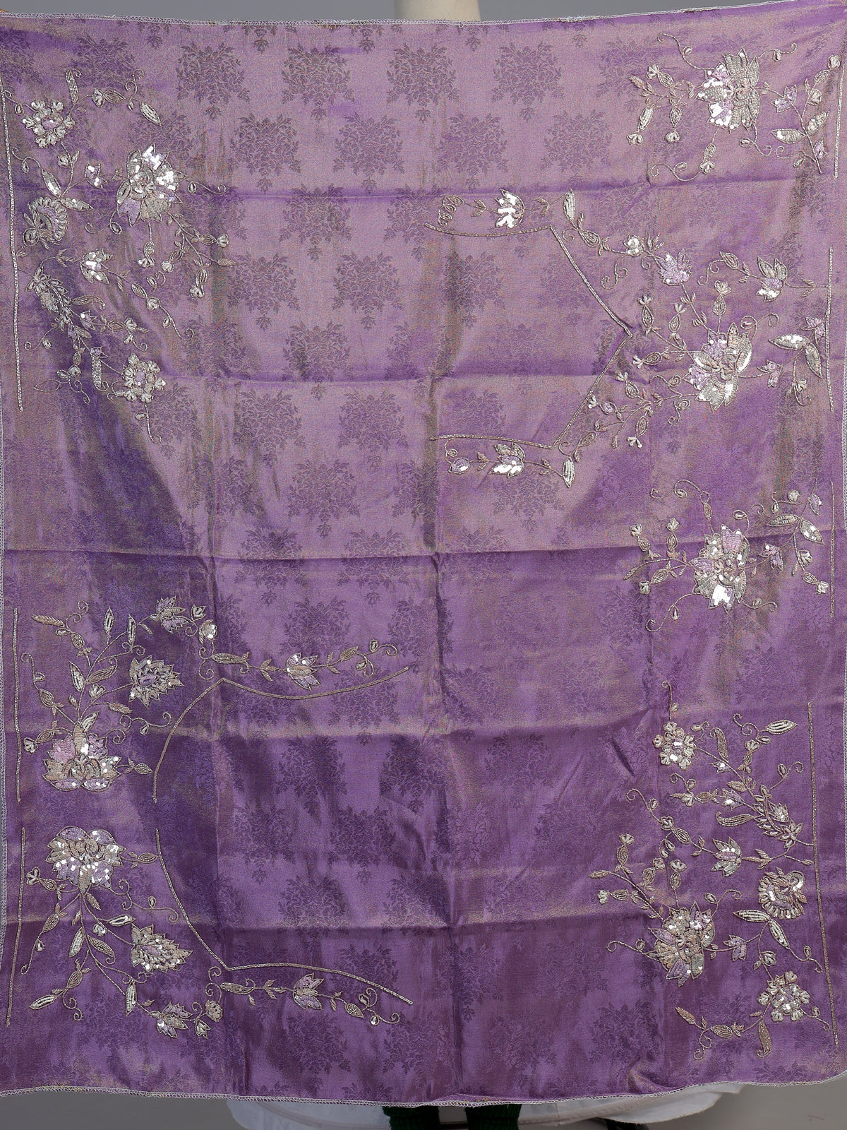 Lavender purple shaded silk unstitched designer lehenga choli with dupatta