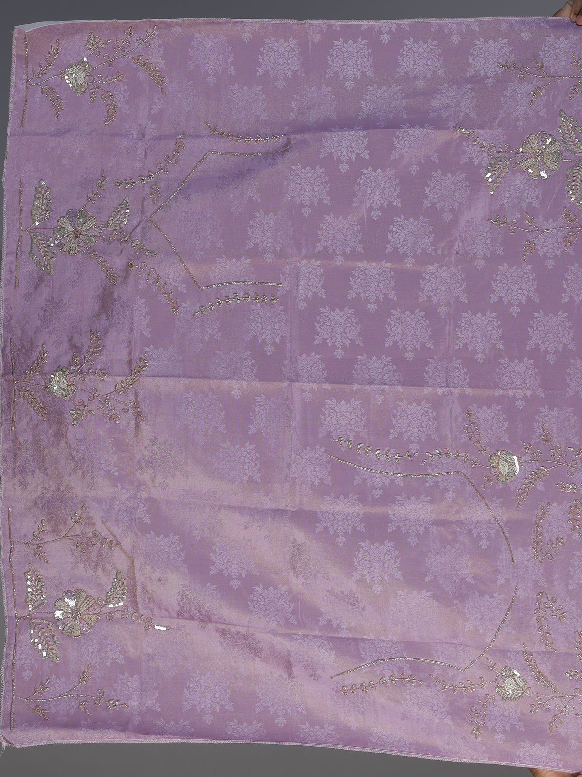 Lavender purple silk unstitched embellished lehenga choli with dupatta