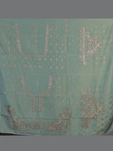 Sea green silk peacock motif unstitched lehenga choli with dupatta