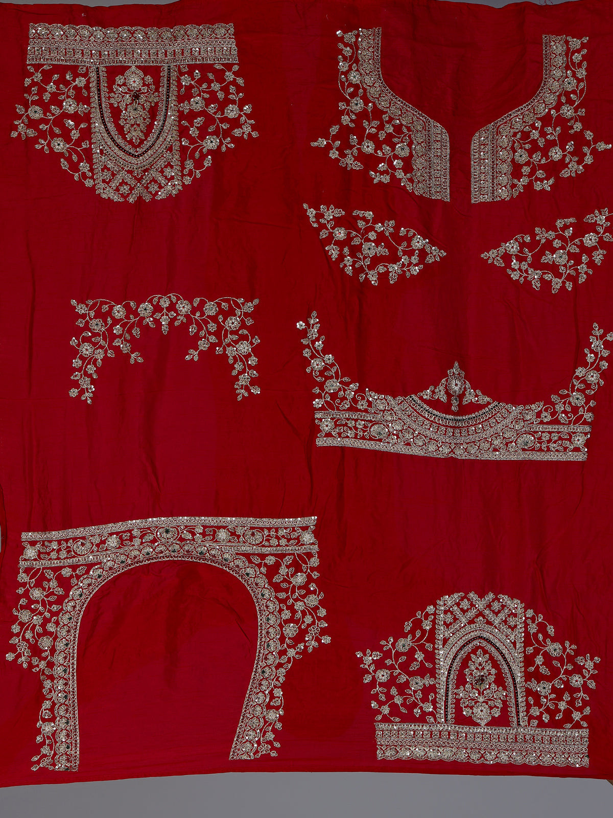 Designer red raw silk unstitched bridal lehenga choli with double dupatta