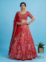 Rani pink banarasi silk embellished bridal lehenga choli
