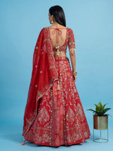 Rani pink banarasi silk embellished bridal lehenga choli