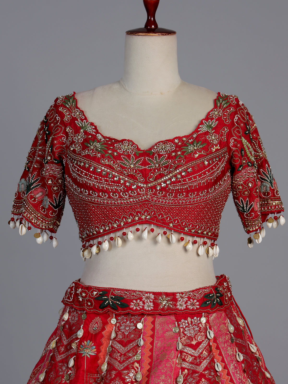 Rani pink banarasi silk embellished bridal lehenga choli