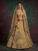 Royal golden silk unstitched lehenga choli with double dupatta