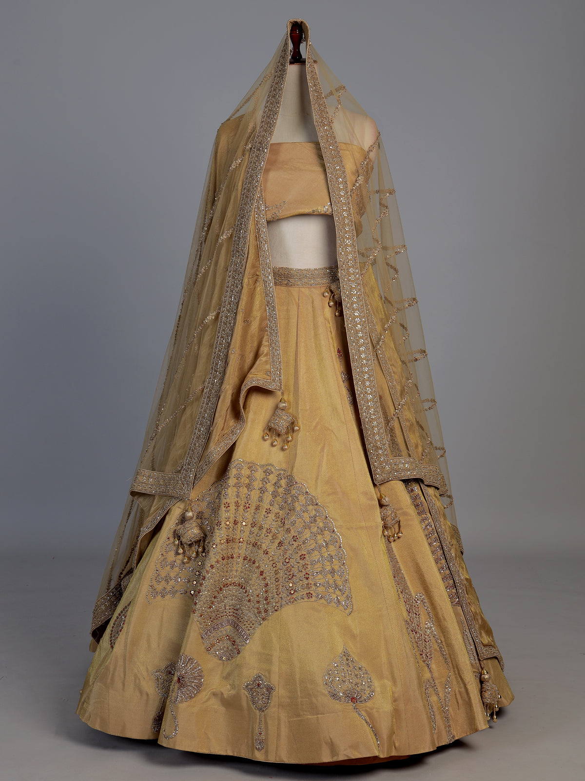 Royal golden silk unstitched lehenga choli with double dupatta
