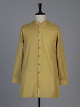 Mustard yellow printed festive waistcoat set with pant for men