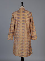 Dusty yellow floral cotton silk festive kurta set for men