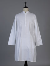Elegant white cotton blend thread work kurta set for men