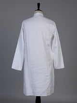 Elegant white cotton blend thread work kurta set for men