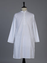 Classic white thread work cotton blend kurta set ensemble for men
