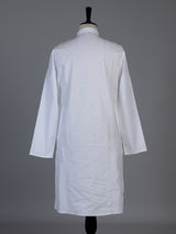 White thread weaving cotton blend festive kurta set for men