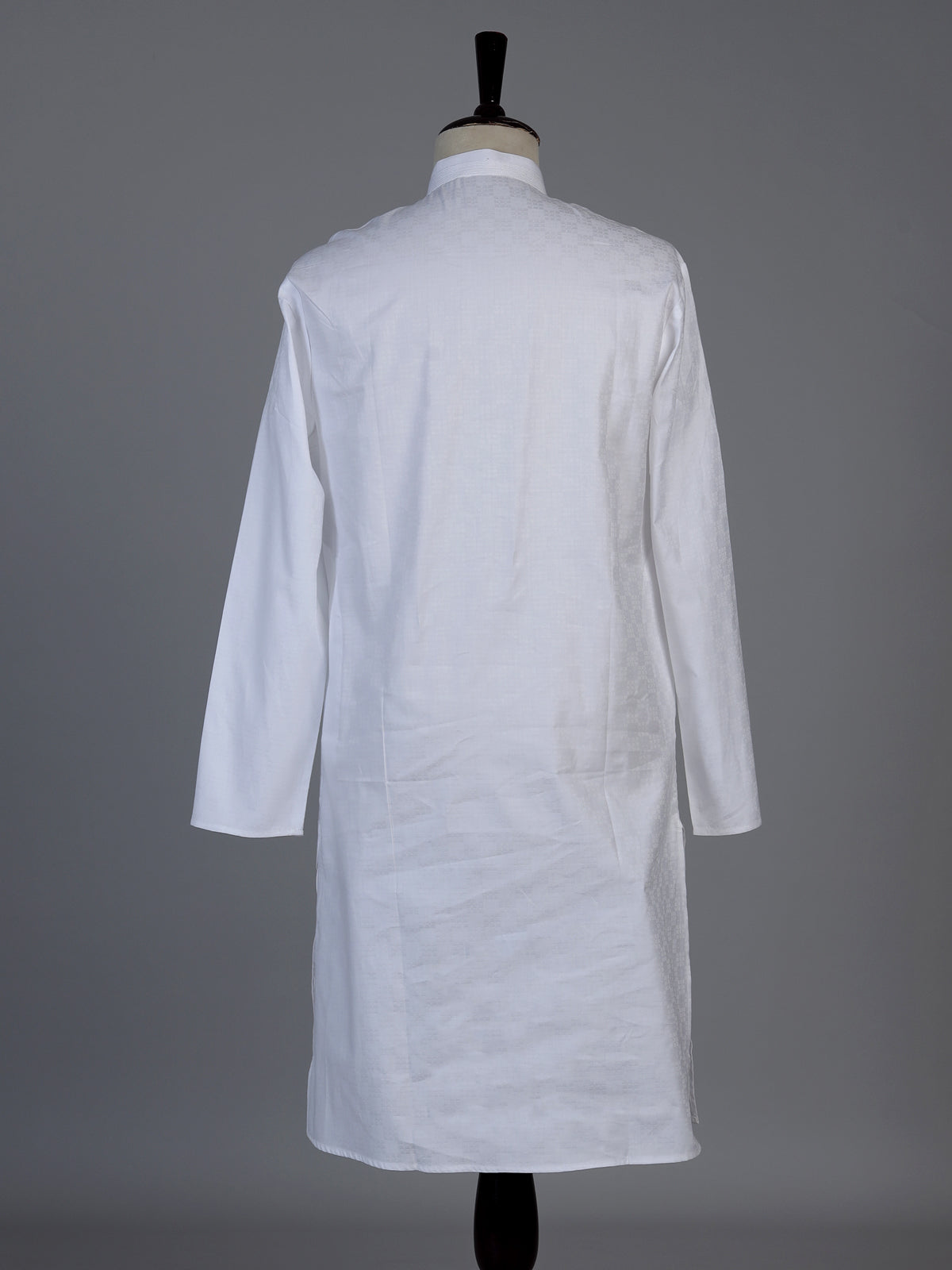 White textured cotton blend festive kurta set for men