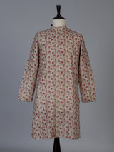 Beige printed cotton silk elegant festive kurta suit for men