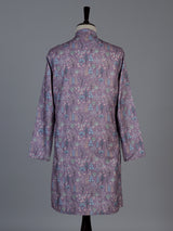 Lavender purple cotton silk peacock motif festive kurta suit for men