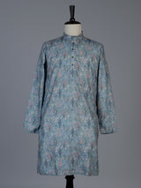 Sage green cotton silk peacock motif festive kurta suit for men