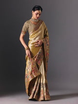 Gold tissue silk bridal saree with luxurious zardosi zari work