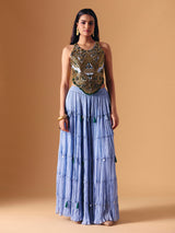 Lavender chiffon designer palazzo salwar suit for reception wear