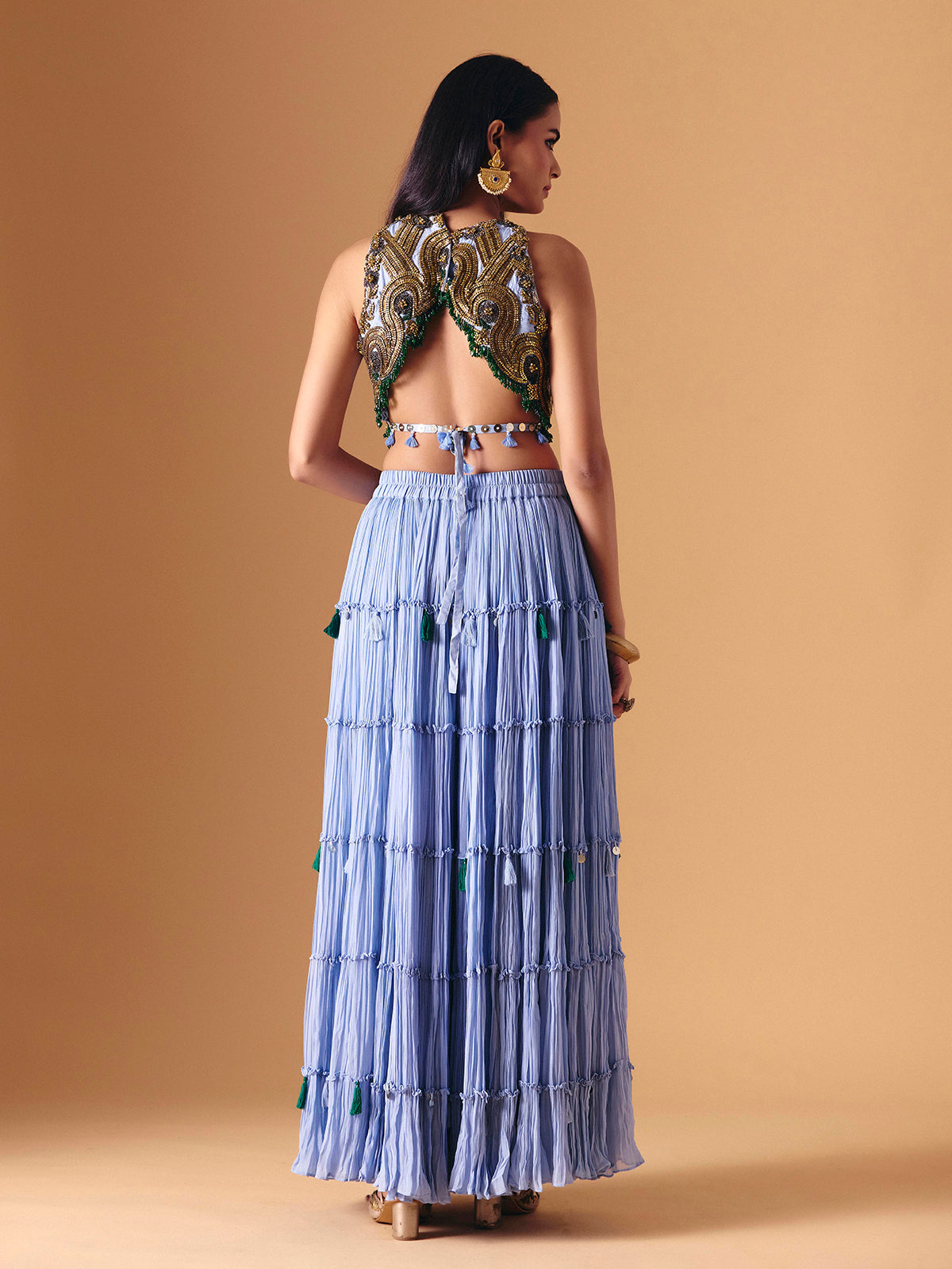 Lavender chiffon designer palazzo salwar suit for reception wear