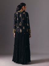 Black designer indo western palazzo party wear palazzo suit