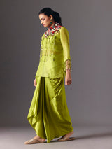 Light green tissue silk designer indo western salwar suit