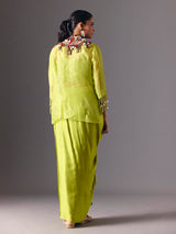 Light green tissue silk designer indo western salwar suit