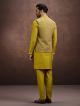 Mustard yellow festive silk waistcoat set