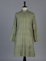 Pista green butti printed cotton blend festive kurta suit for men