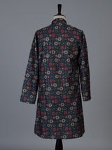 Blue cotton silk floral festive kurta suit for men with sequin accents