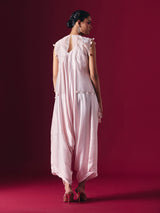 Light pink tissue silk indo western dhoti suit