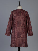 Wine printed cotton silk festive kurta suit for men with elegant styling