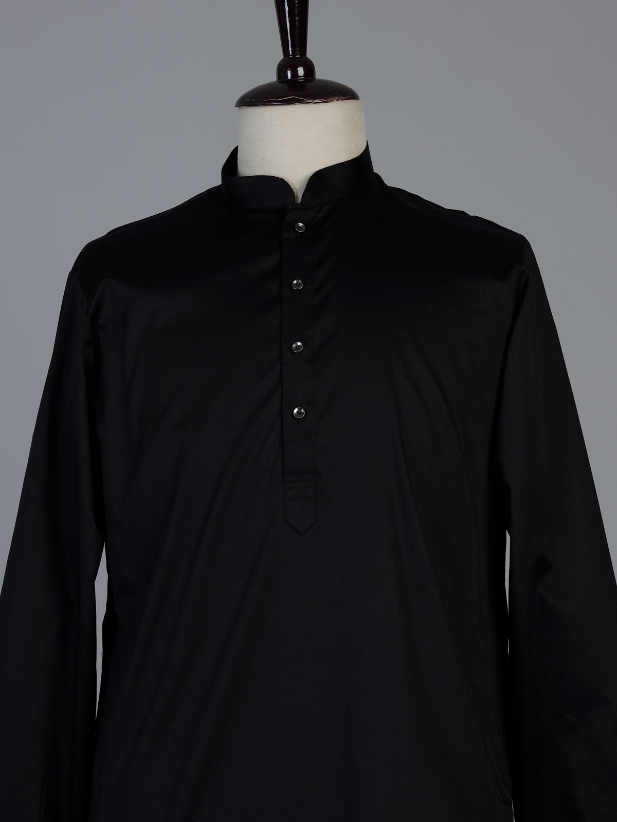 Black plain cotton silk festive eid kurta suit for men