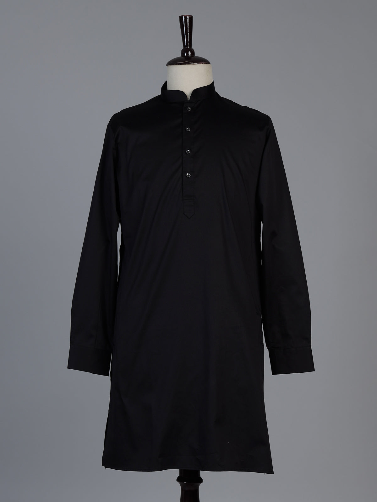 Black plain cotton silk festive eid kurta suit for men