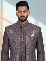 Wine majestic mens brocade silk indo western