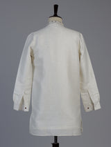 Off white linen embroidered butti festive wear kurta for men