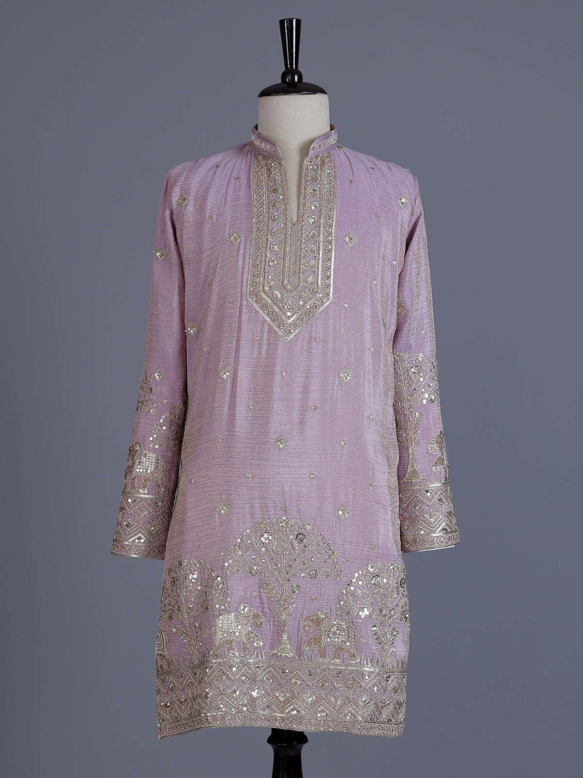 Purple heritage embroidered mens kurta pant