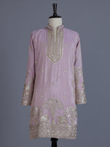 Purple heritage embroidered mens kurta pant