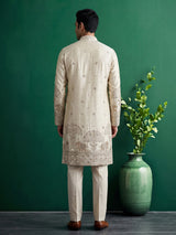 Cream premium festive wear mens kurta pant