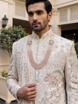 Off white regal groom sherwani with dupatta