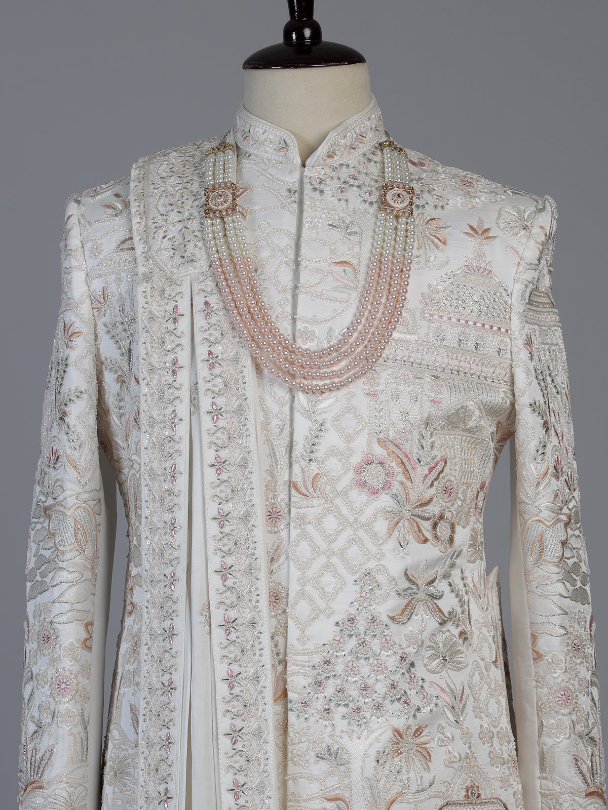 Off white regal groom sherwani with dupatta
