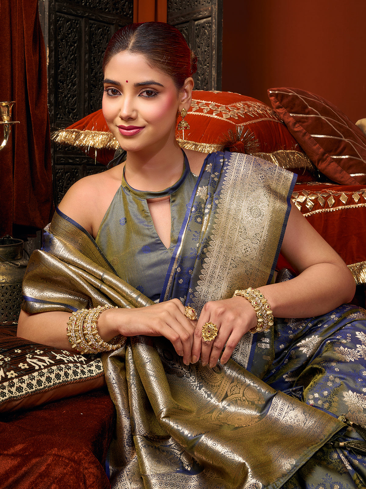 Lavender elegant banarasi silk saree