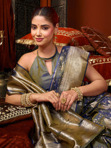 Lavender elegant banarasi silk saree