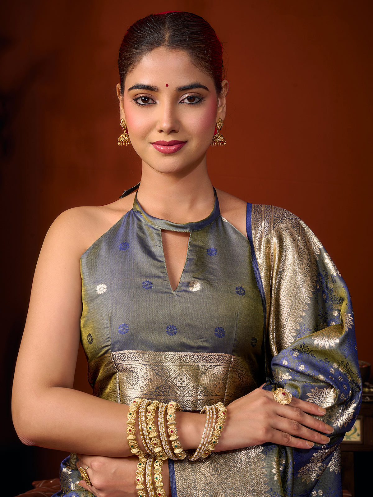Lavender elegant banarasi silk saree
