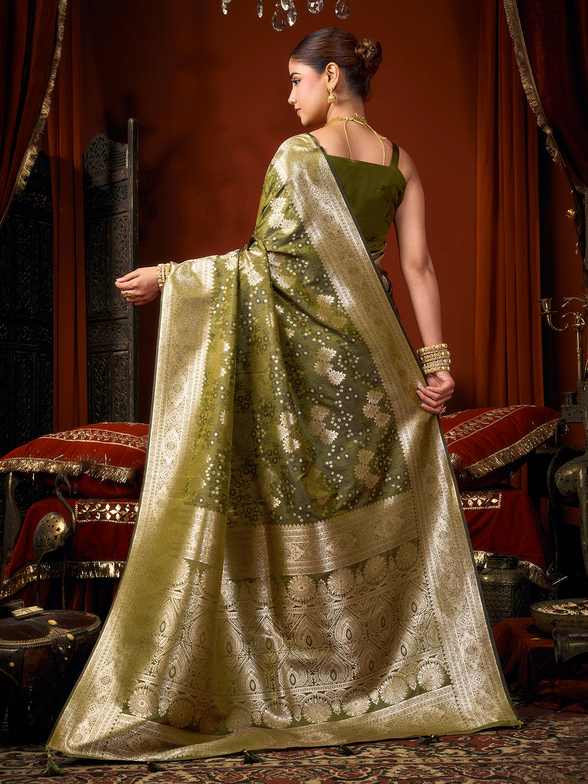 Green timeless festive silk saree